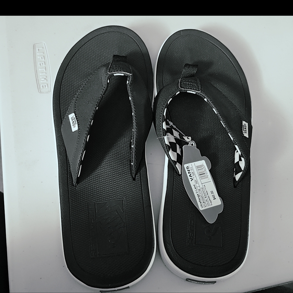 Vans  Black and White Flip Flops